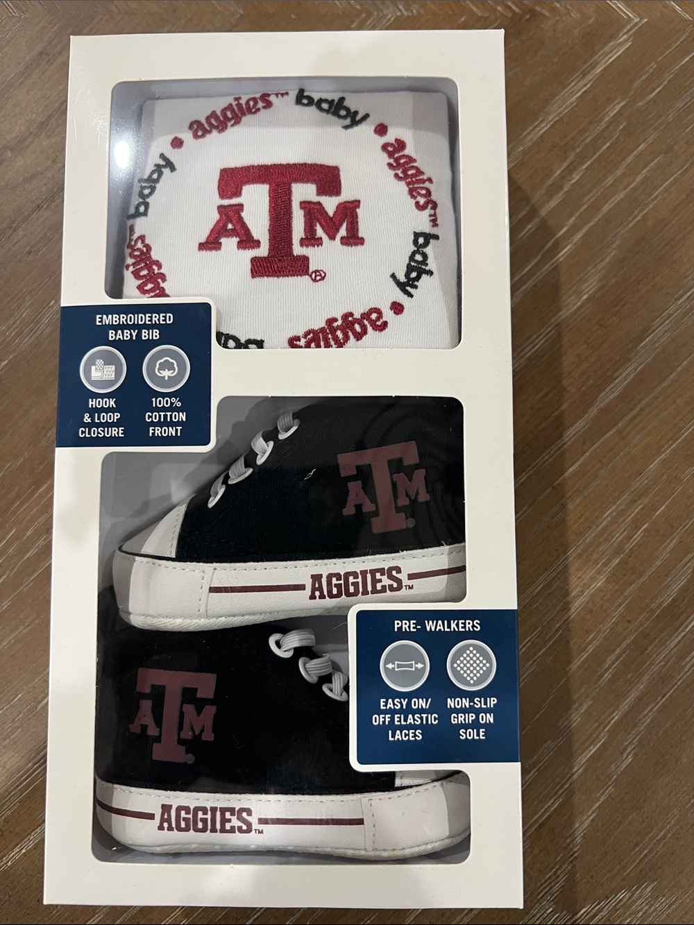 Baby Fanatic Texas A&M Infant Bib & Pre-Walker Set - White, Black, Maroon